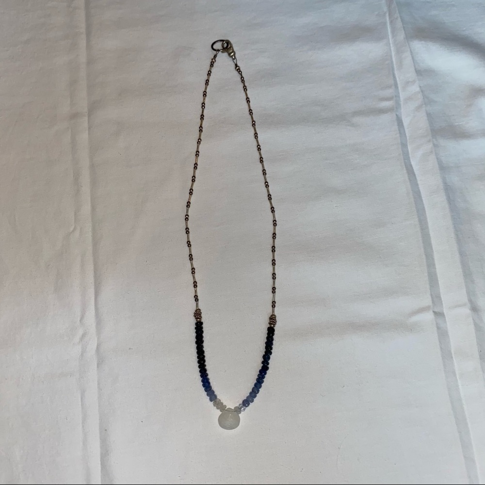 Sundance Moonstone & raw lapis necklace